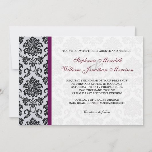 Bourgogne Damask Monogram Invitation (Devant)