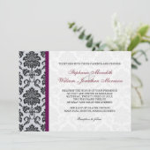 Bourgogne Damask Monogram Invitation (Debout devant)