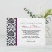 Bourgogne Damask Monogram Invitation (Debout devant)