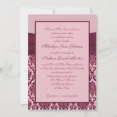Bourgogne Damask Monogramme Faire-part de mariage (Dos)