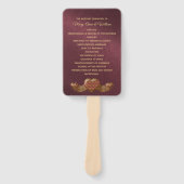 Bourgogne Damask Trouwprogramma Fan Handwaaier (Voorkant)