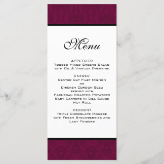 Bourgogne Damask Wedding Menu