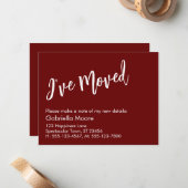 Bourgogne décontractée J'ai déménagé Faire-part (Devant/Arrière en situation)