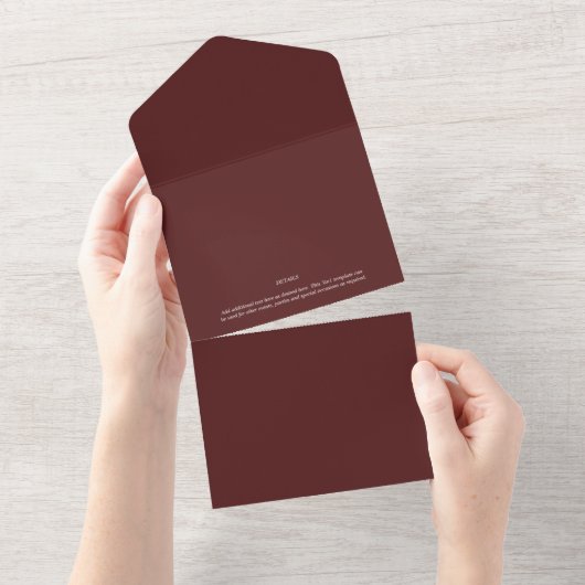 Bourgogne Deep Red Custom Branded All In One Uitnodiging (Afscheurbaar)
