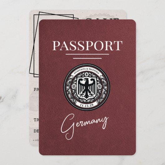 Bourgogne Duitsland paspoort Bewaar de datum Save The Date (Voorkant / Achterkant)