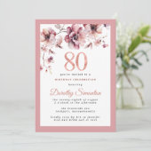 Bourgogne Dusty Blush Roze Bloemen 80e Verjaardag Kaart (Staand voorkant)