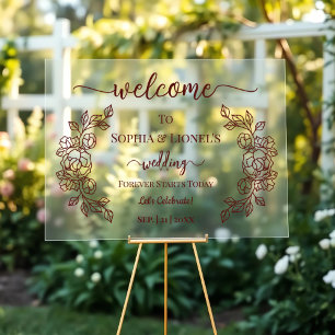 Bourgogne Élégance Florale Mariage Bienvenue