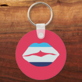 Bourgogne en blauwe strips sleutelhanger (Voorkant)