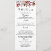 Bourgogne en Blue Floral Garland Wedding Menu (Voorkant)
