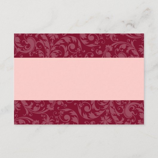 Bourgogne en Blush Pink Damask Swirl Receptie Informatiekaartje (Achterkant)