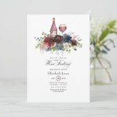 Bourgogne en Blush Pink Wine Tasting Invitation Kaart (Staand voorkant)