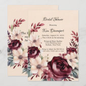 Bourgogne en Cream Rozen Vrijgezellenfeest Kaart (Voorkant / Achterkant)