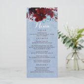 Bourgogne en Dusty Blue Wedding Menu's (Staand voorkant)