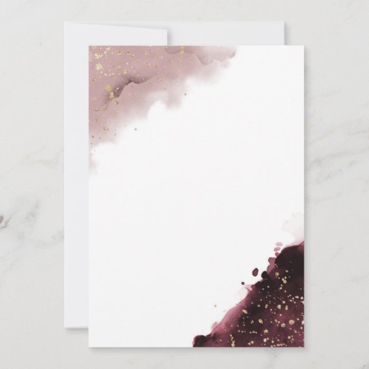 Bourgogne en Dusty Roos Waterverf Baby shower Kaart (Achterkant)