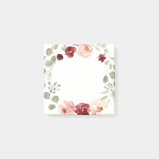 Bourgogne en eucalyptus Floral Wreath Post-it® Notes (Voorkant)