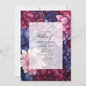 Bourgogne en Floral Wedding Kaart (Voorkant)