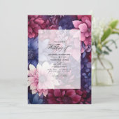 Bourgogne en Floral Wedding Kaart (Staand voorkant)