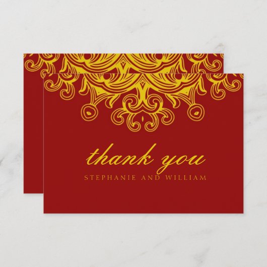 Bourgogne en gele bruiloft dank u kaart (Voorkant / Achterkant)