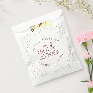 Bourgogne en Glitter Milk en koekjes bruiloft Bedankzakje