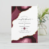 Bourgogne en Gold Agate Couples Shower Kaart (Staand voorkant)