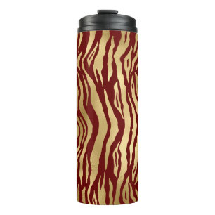Bourgogne en goud Wild Animal Print Thermosbeker