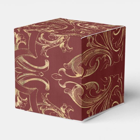 Bourgogne en gouden Damask Bedankdoosjes (Achterkant)