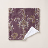  Bourgogne en Gouden Damask Custom Bad Handdoek (Wasdoekje)