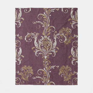  Bourgogne en gouden Damask Fleece Deken