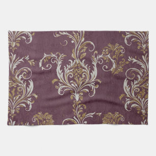 Bourgogne en gouden Damask Theedoek