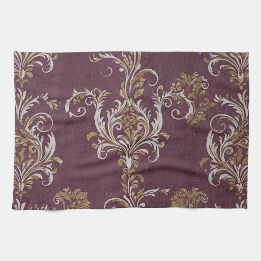  Bourgogne en gouden Damask Theedoek (Horizontaal)
