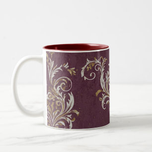  Bourgogne en gouden Damask Tweekleurige Koffiemok