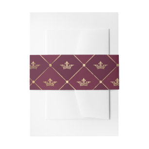 Bourgogne en gouden kroonrooster uitnodigingen wikkel