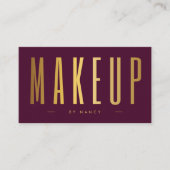 Bourgogne en gouden make-up artiest QR Code & Logo Visitekaartje (Voorkant)