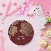 Bourgogne en goudfeesten bruiloft papieren bordje (Feest)