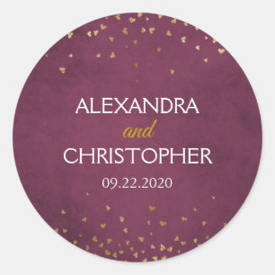 Bourgogne en goudfolie Confetti Envelope Seal Ronde Sticker