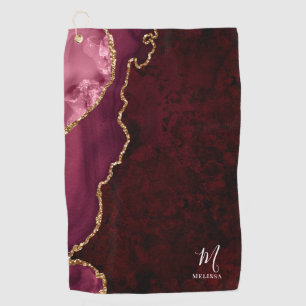 Bourgogne en goudgeagate monogrammen golfhanddoek