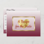 Bourgogne en goudgradiënt bruiloft Recipe Kaart (Voorkant / Achterkant)