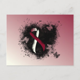 Bourgogne en Ivory Ribbon Grunge Heart Briefkaart