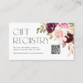 Bourgogne en perzikbloemen QR Code Registry Informatiekaartje (Voorkant)