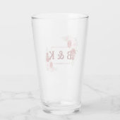 Bourgogne en Roos Floral Wedding Glas (Achterkant)