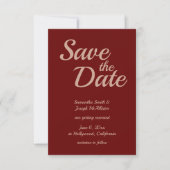 Bourgogne en Roos Gold Damask Save the Date Kaart (Voorkant)