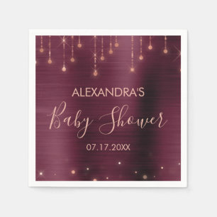 Bourgogne en Roos Goud Baby shower Servet