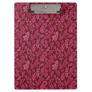 Bourgogne en roze bloemen tropische blad patroon klembord