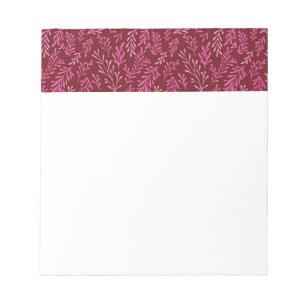 Bourgogne en roze bloemen tropische blad patroon notitieblok