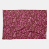 Bourgogne en roze bloemen tropische blad patroon theedoek (Horizontaal)
