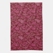 Bourgogne en roze bloemen tropische blad patroon theedoek (Verticaal)