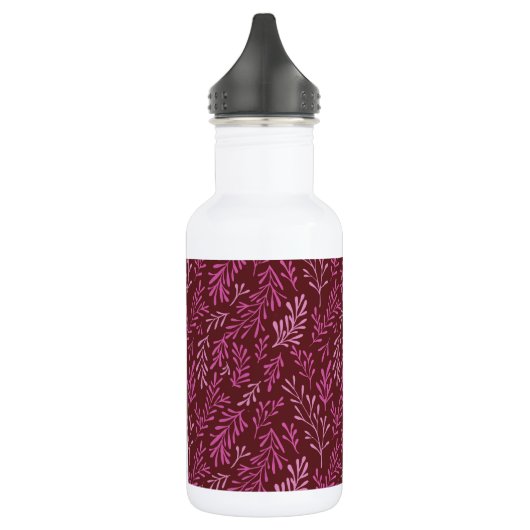 Bourgogne en roze bloemen tropische blad patroon waterfles (Links)