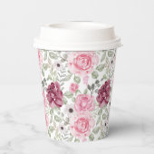 Bourgogne en roze flessenkopjes papieren bekers (Achterkant)