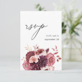 Bourgogne en roze Floral 8B w Meal RSVP (Staand voorkant)