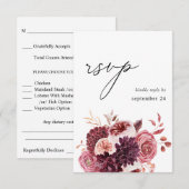 Bourgogne en roze Floral 8B w Meal RSVP (Voorkant / Achterkant)